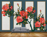Avikalp MWZ1709 Red Flowers Leaves HD Wallpaper