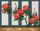 Avikalp MWZ1709 Red Flowers Leaves 3D HD Wallpaper