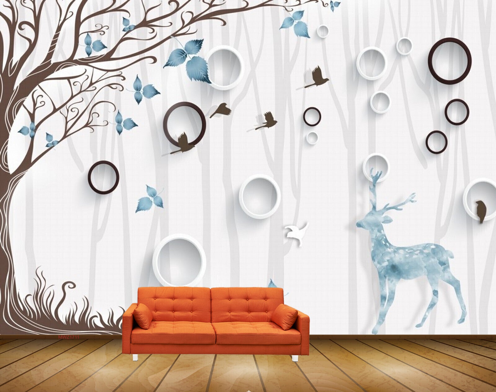 Avikalp MWZ1711 Tree Deer Leaves HD Wallpaper