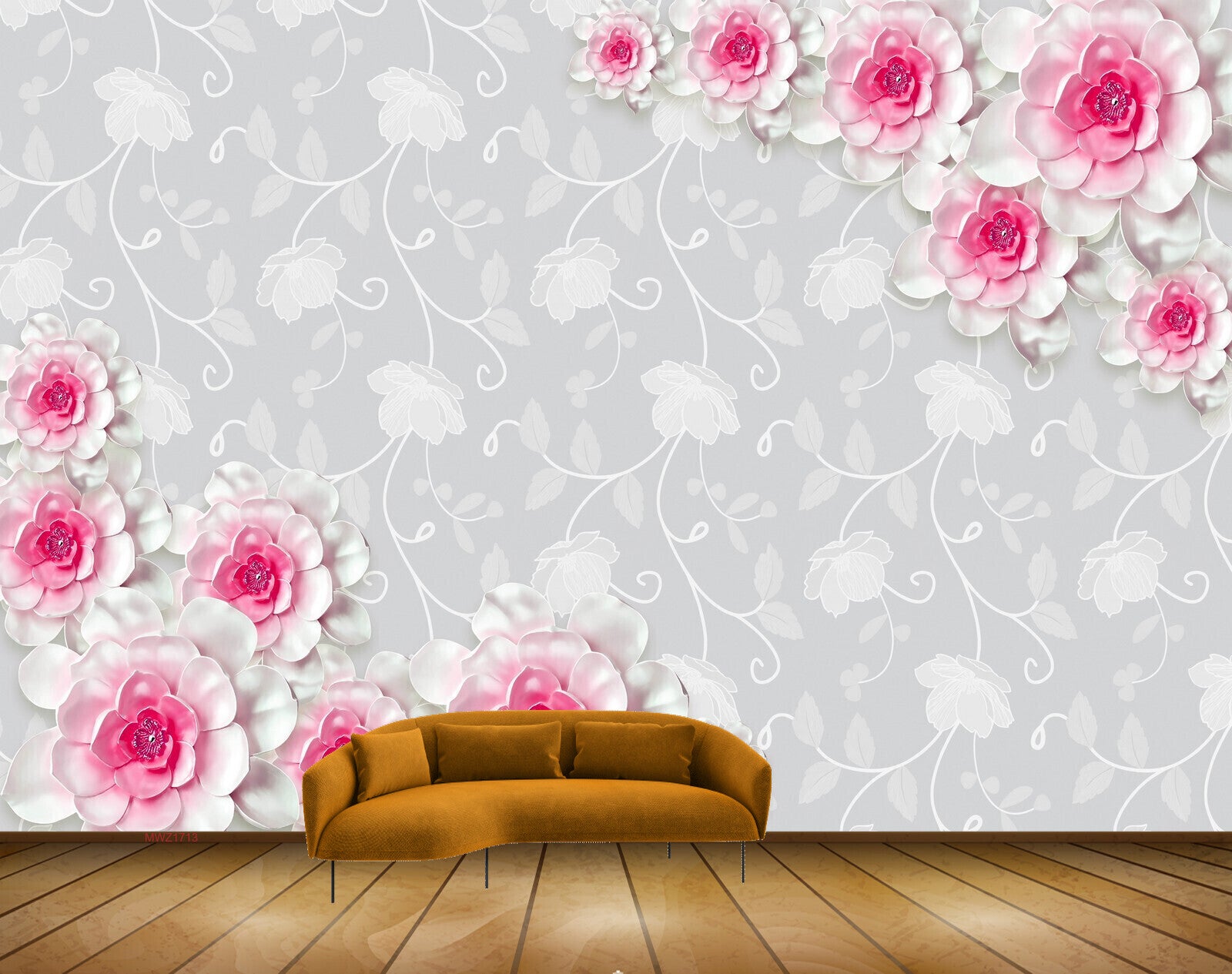 Avikalp MWZ1713 Pink White Flowers HD Wallpaper
