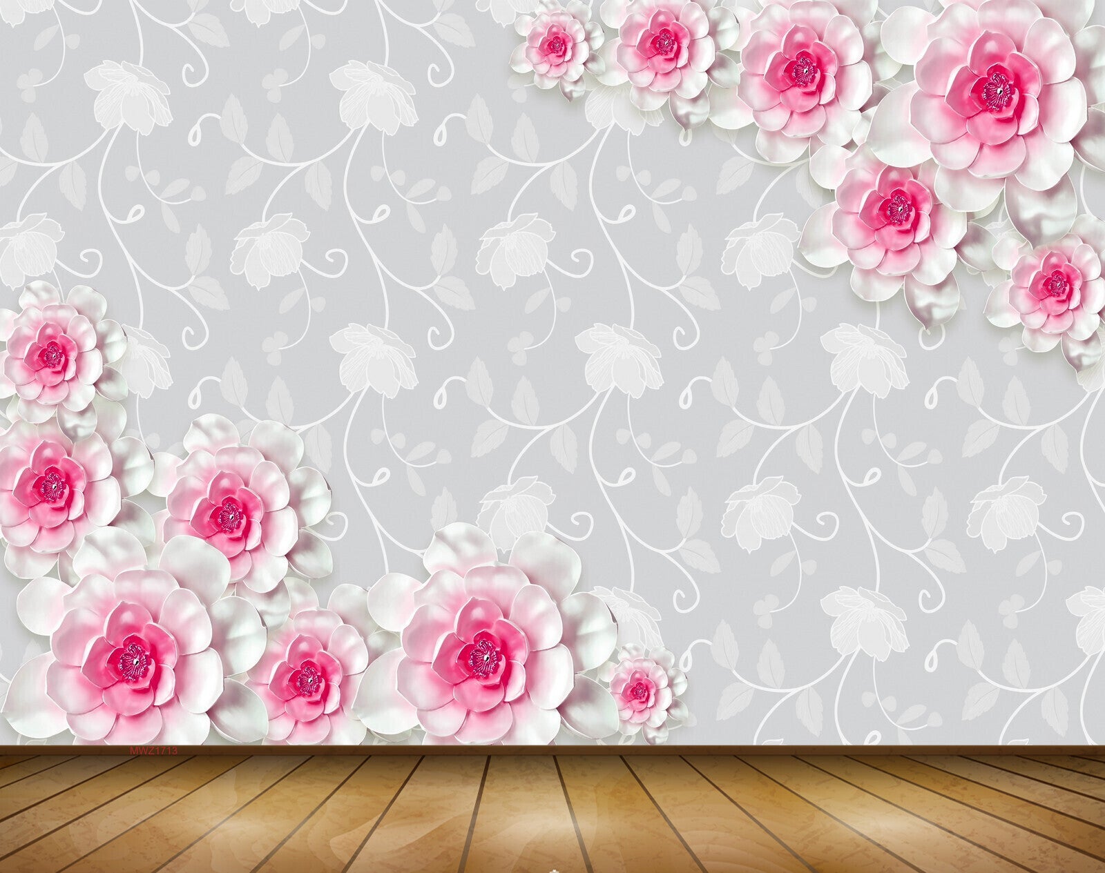 Avikalp MWZ1713 Pink White Flowers 3D HD Wallpaper