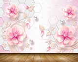 Avikalp MWZ1716 Pink White Flowers Leaves 3D HD Wallpaper