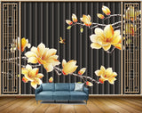 Avikalp MWZ1719 Yellow White Flowers Butterflies 3D HD Wallpaper