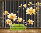 Avikalp MWZ1719 Yellow White Flowers Butterflies 3D HD Wallpaper