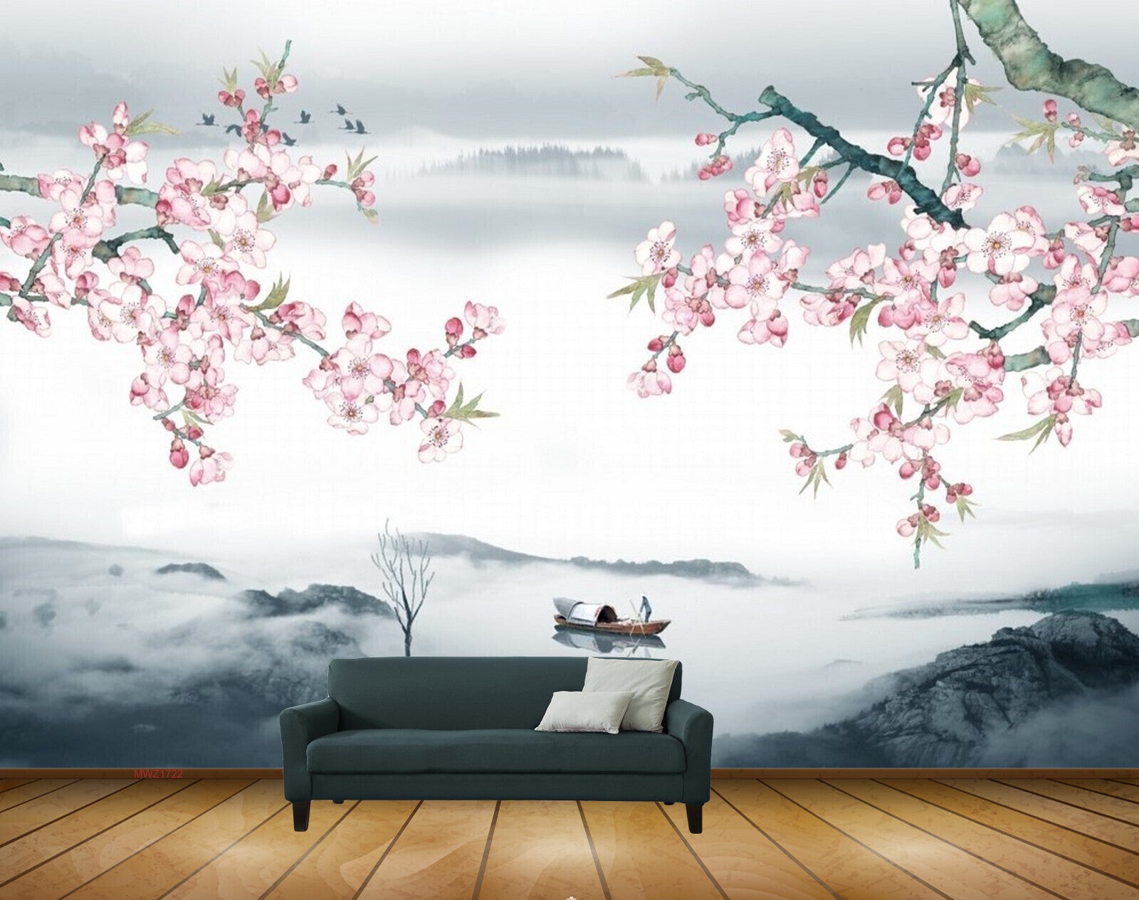 Avikalp MWZ1722 Pink White Flowers Boat HD Wallpaper