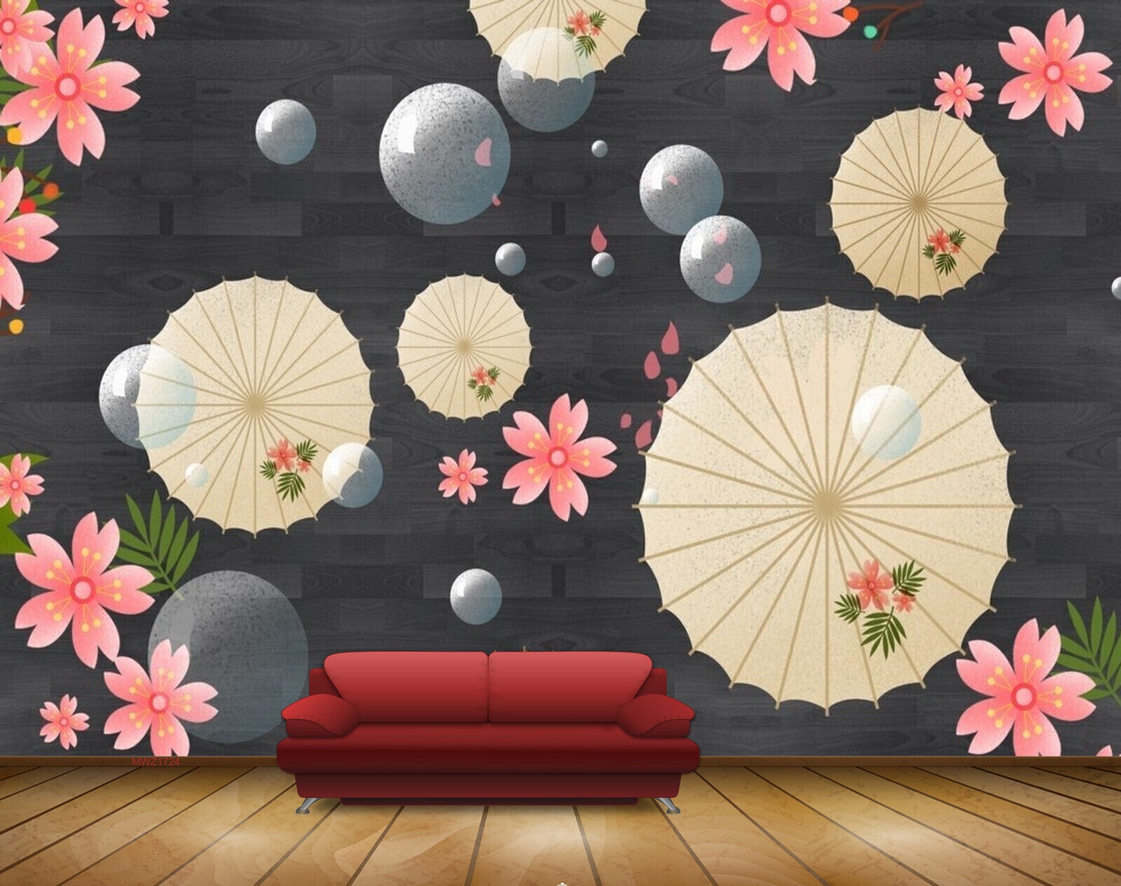 Avikalp MWZ1724 Peach Flowers Pearls Shells HD Wallpaper