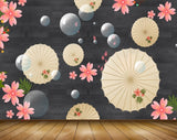Avikalp MWZ1724 Peach Flowers Pearls Shells 3D HD Wallpaper