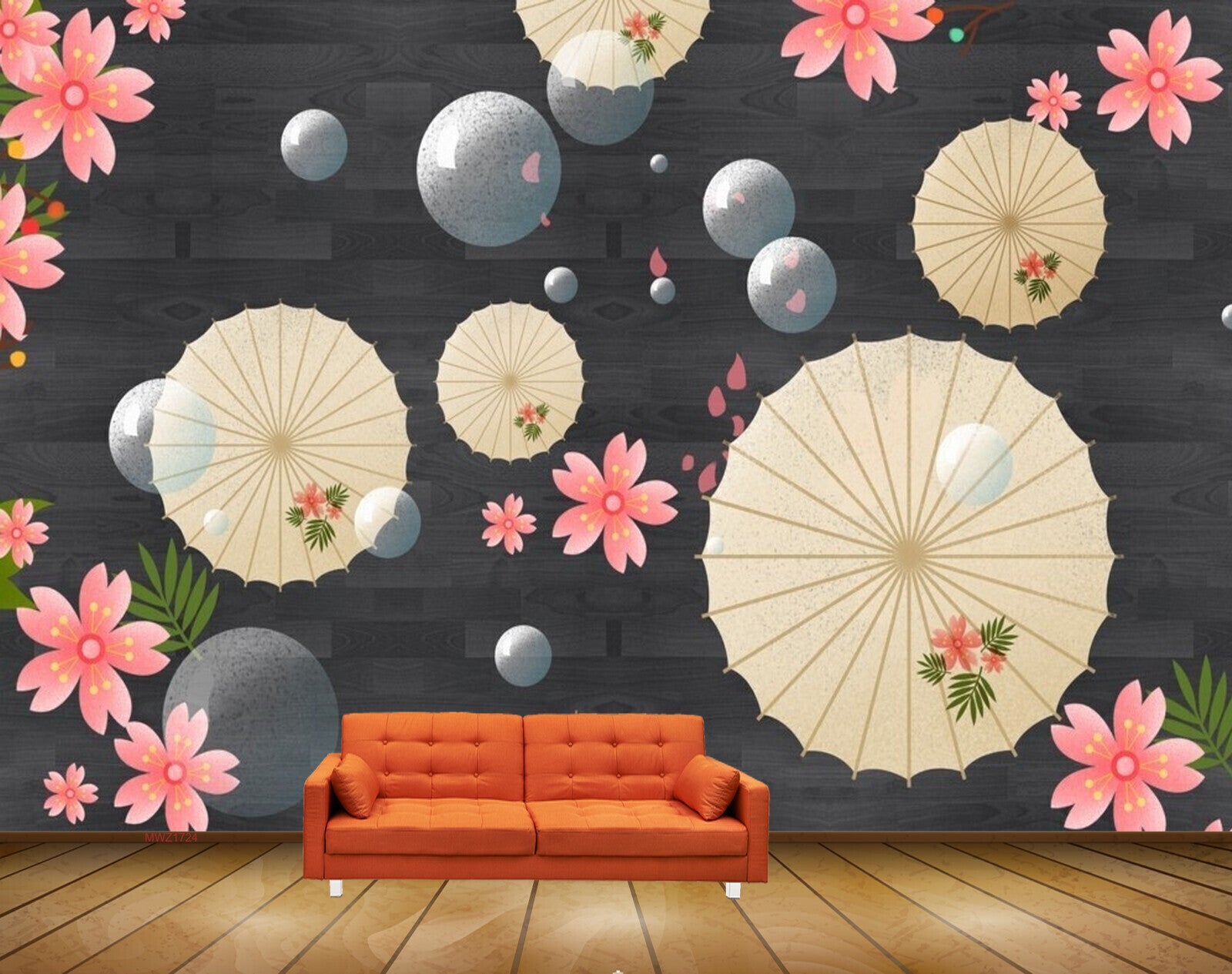 Avikalp MWZ1724 Peach Flowers Pearls Shells 3D HD Wallpaper