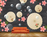 Avikalp MWZ1724 Peach Flowers Pearls Shells 3D HD Wallpaper