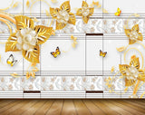 Avikalp MWZ1726 Yellow Flowers Butterflies 3D HD Wallpaper