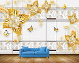 Avikalp MWZ1726 Yellow Flowers Butterflies 3D HD Wallpaper