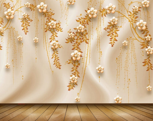Avikalp MWZ1729 Orange Peach Flowers 3D HD Wallpaper