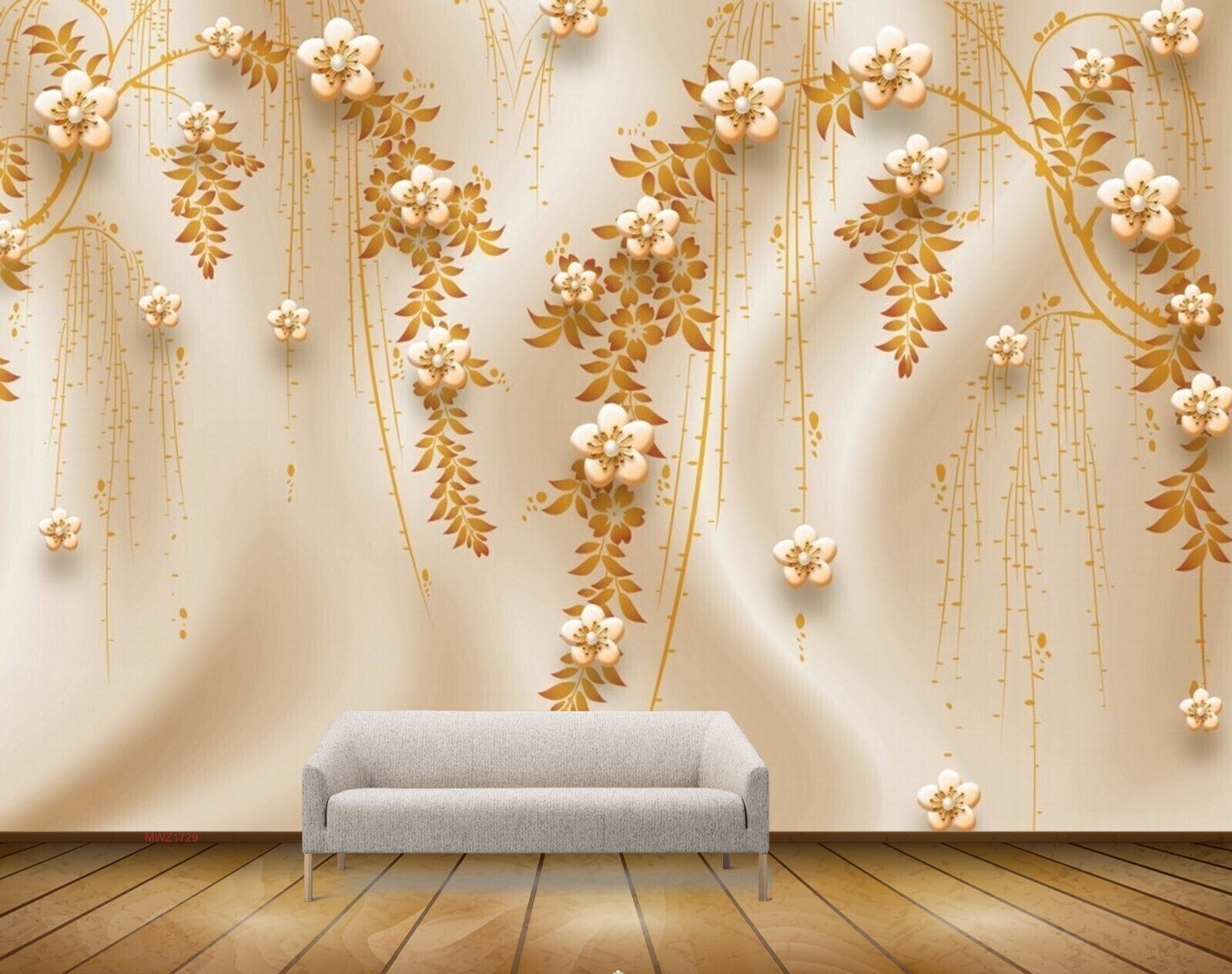 Avikalp MWZ1729 Orange Peach Flowers 3D HD Wallpaper