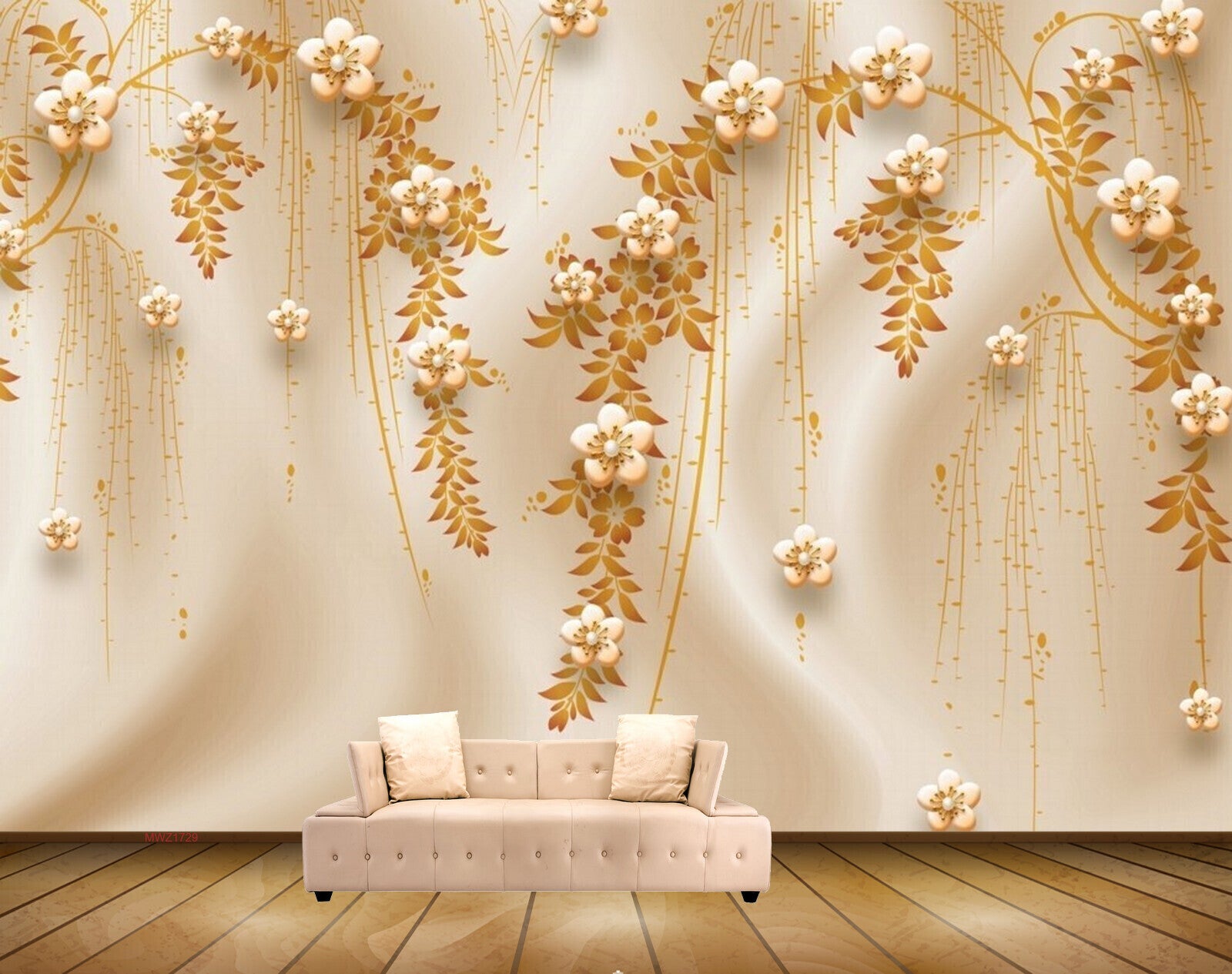 Avikalp MWZ1729 Orange Peach Flowers 3D HD Wallpaper