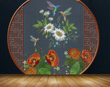 Avikalp MWZ1730 Orange Flowers Birds 3D HD Wallpaper