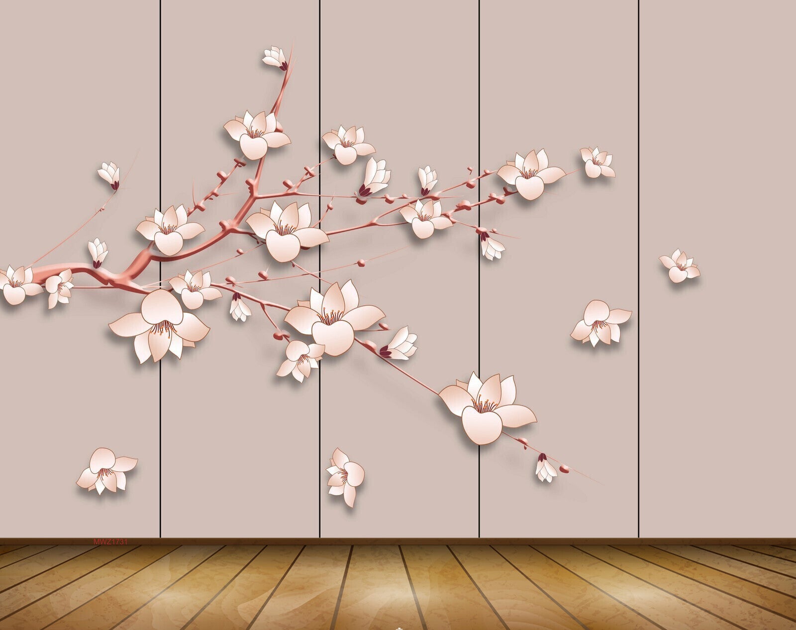 Avikalp MWZ1731 White Orange Flowers 3D HD Wallpaper