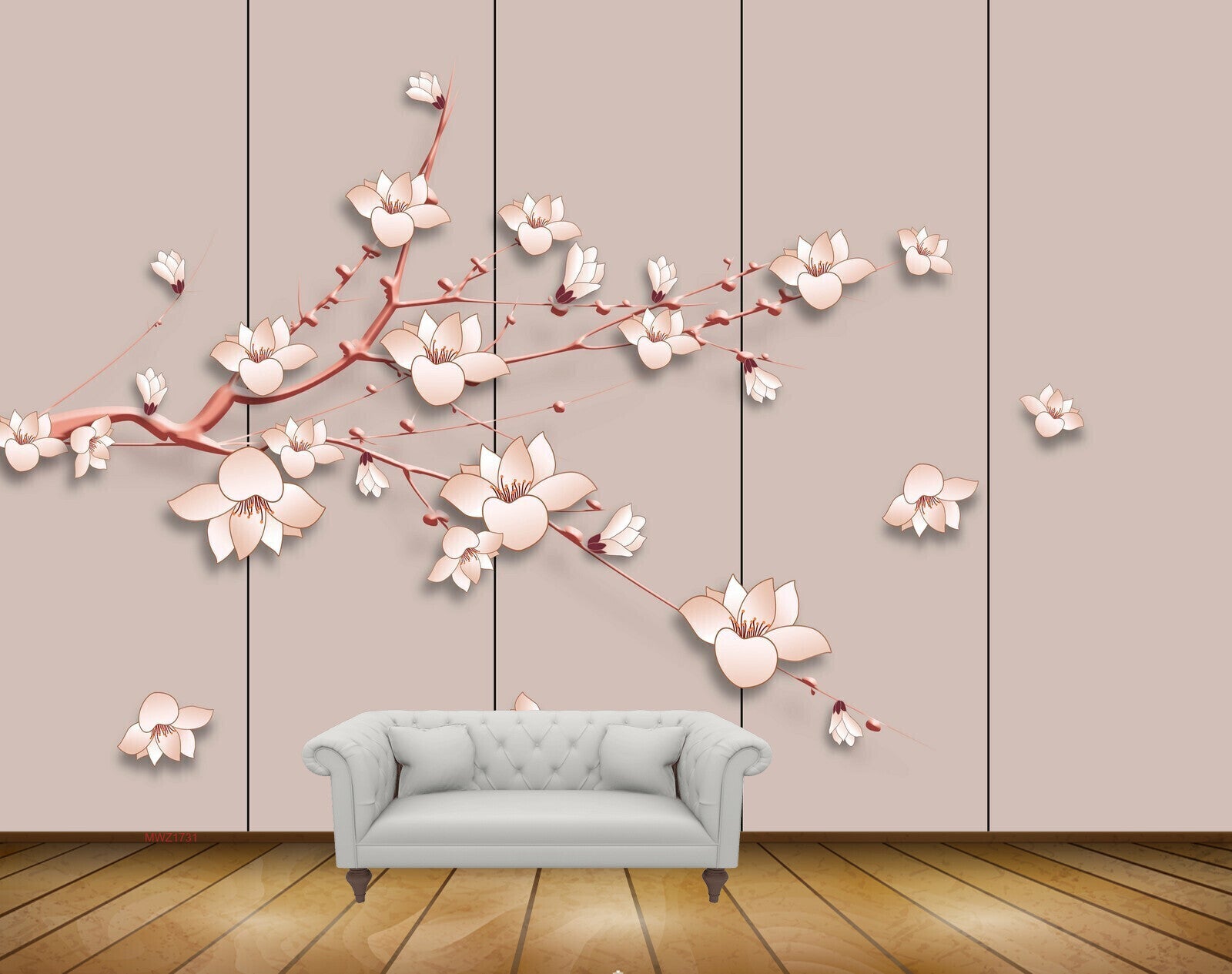Avikalp MWZ1731 White Orange Flowers 3D HD Wallpaper