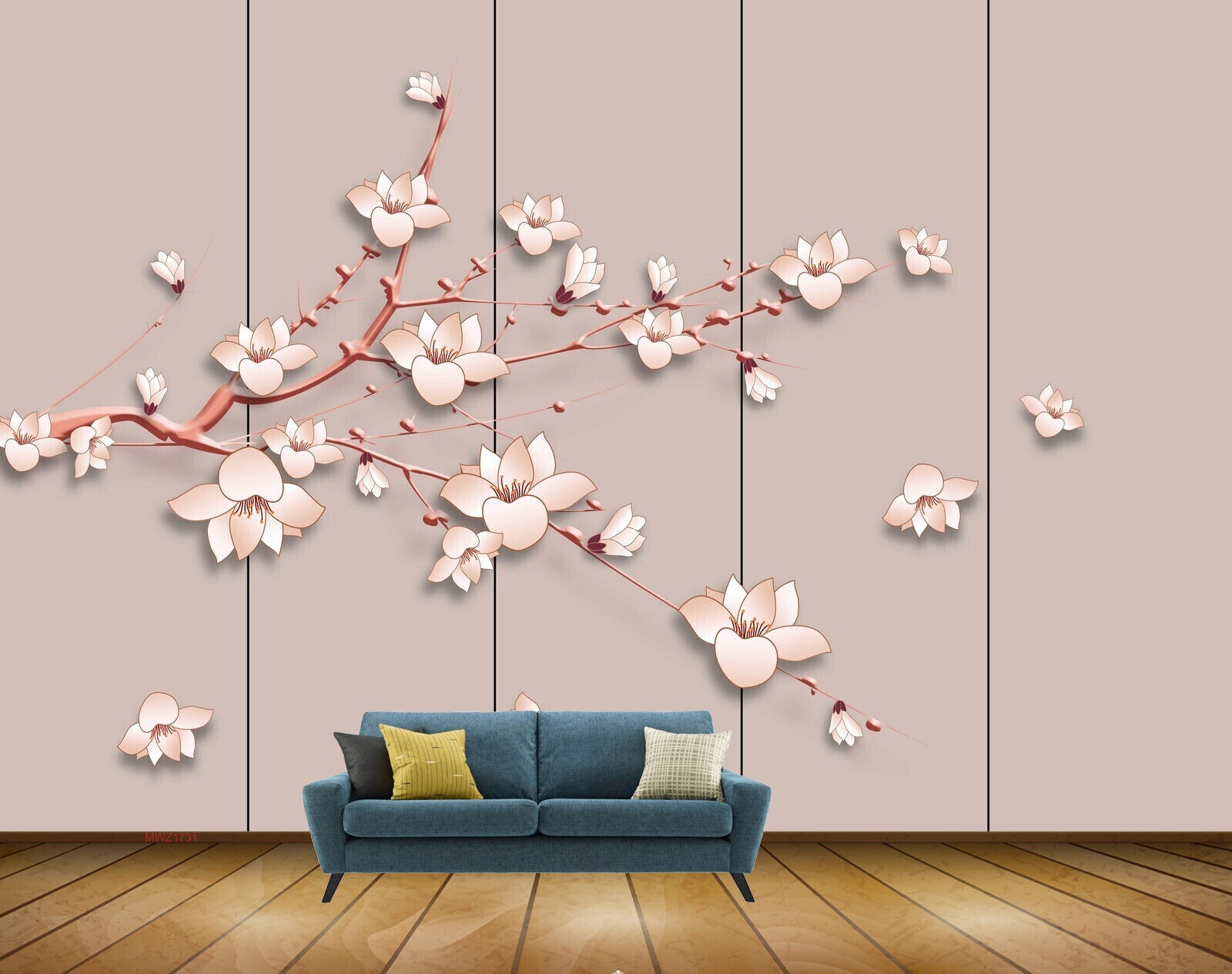 Avikalp MWZ1731 White Orange Flowers 3D HD Wallpaper