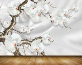 Avikalp MWZ1732 White Flowers Branches 3D HD Wallpaper