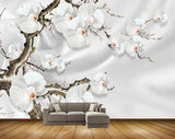 Avikalp MWZ1732 White Flowers Branches 3D HD Wallpaper