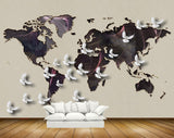 Avikalp MWZ1735 Worldmap Birds 3D HD Wallpaper