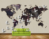 Avikalp MWZ1735 Worldmap Birds 3D HD Wallpaper