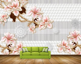 Avikalp MWZ1742 White Peach Flowers 3D HD Wallpaper