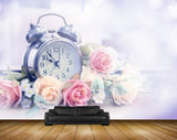 Avikalp MWZ1743 Pink White Rose Flowers Clock 3D HD Wallpaper