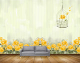 Avikalp MWZ1744 Orange Yellow Flowers Cage Bird HD Wallpaper