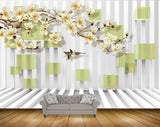 Avikalp MWZ1747 White Yellow Flowers Birds HD Wallpaper