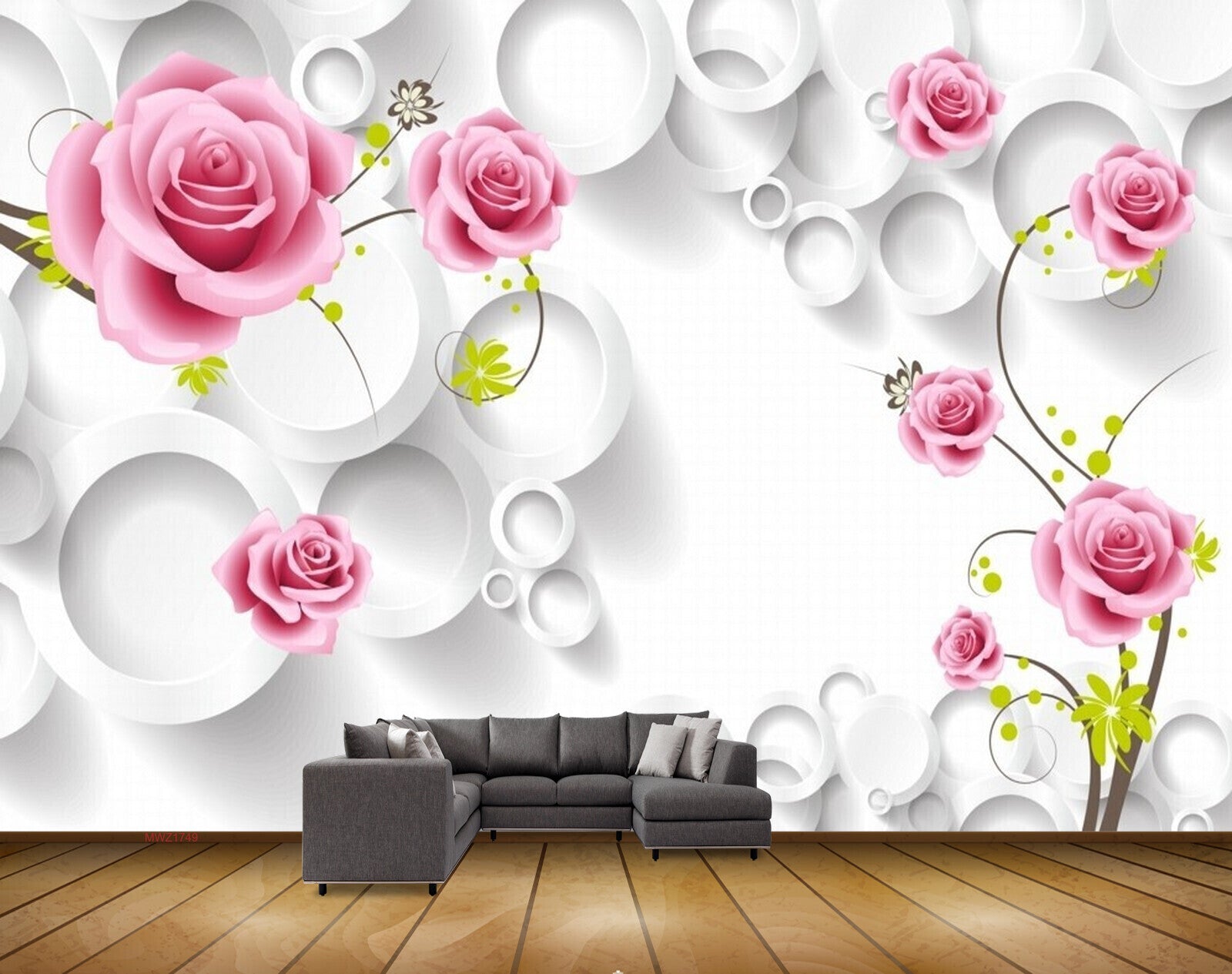 Avikalp MWZ1749 Pink Rose Flowers Flies HD Wallpaper