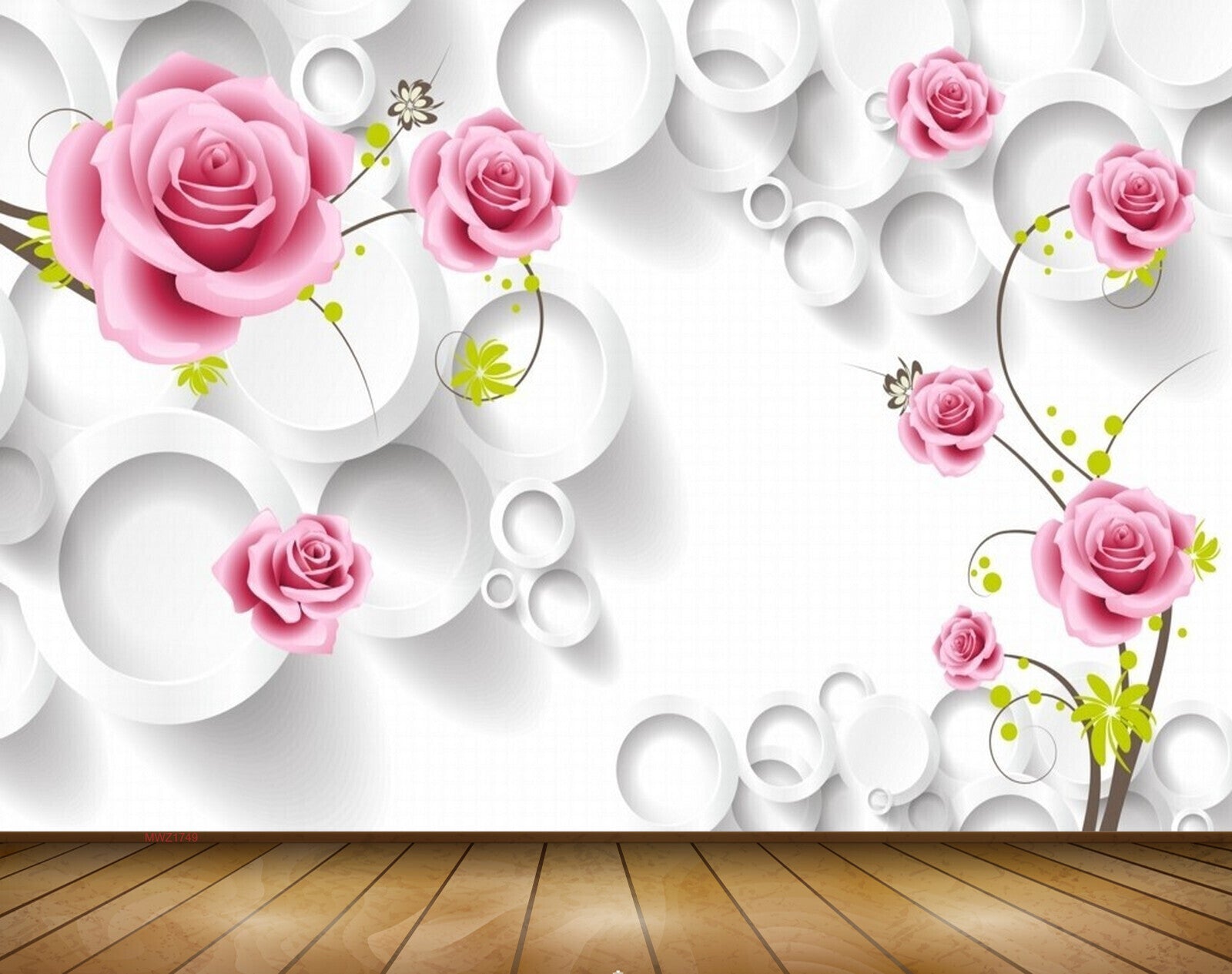 Avikalp MWZ1749 Pink Rose Flowers Flies 3D HD Wallpaper