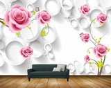 Avikalp MWZ1749 Pink Rose Flowers Flies 3D HD Wallpaper