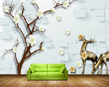 Avikalp MWZ1750 Deers White Flowers Tree HD Wallpaper