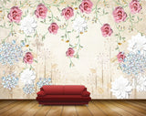 Avikalp MWZ1751 Pink White Flowers Leaves HD Wallpaper