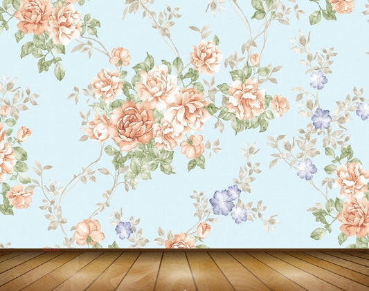 Avikalp MWZ1755 Peach Violet Flowers 3D HD Wallpaper