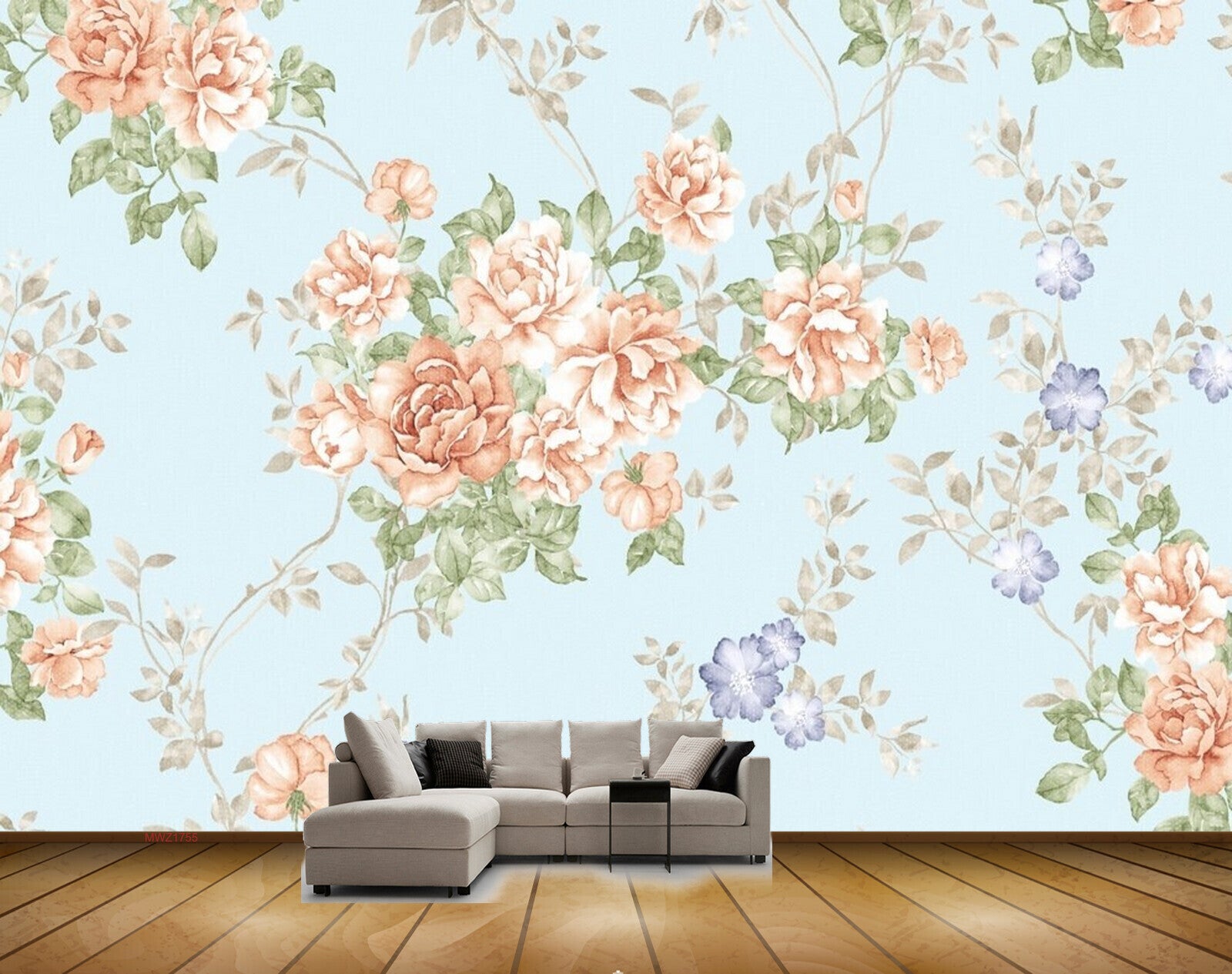 Avikalp MWZ1755 Peach Violet Flowers 3D HD Wallpaper