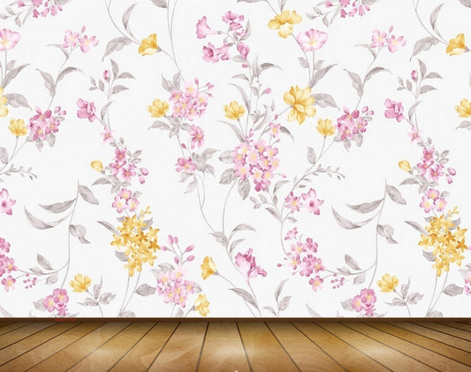 Avikalp MWZ1757 Pink Yellow Flowers 3D HD Wallpaper