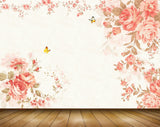 Avikalp MWZ1762 Peach Flowers Butterflies 3D HD Wallpaper