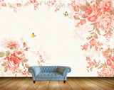 Avikalp MWZ1762 Peach Flowers Butterflies 3D HD Wallpaper