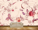 Avikalp MWZ1772 Pink White Flowers Leaves HD Wallpaper