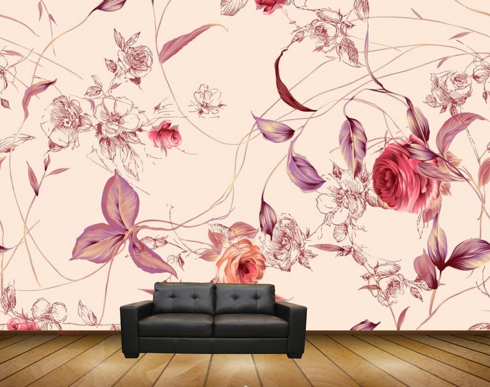 Avikalp MWZ1772 Pink White Flowers Leaves 3D HD Wallpaper
