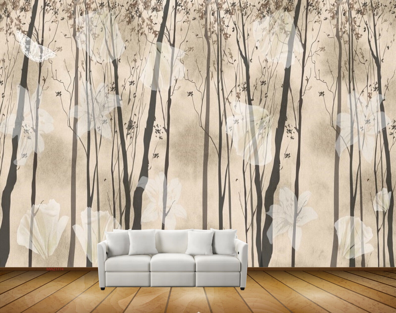 Avikalp MWZ1774 White Flowers Trees HD Wallpaper