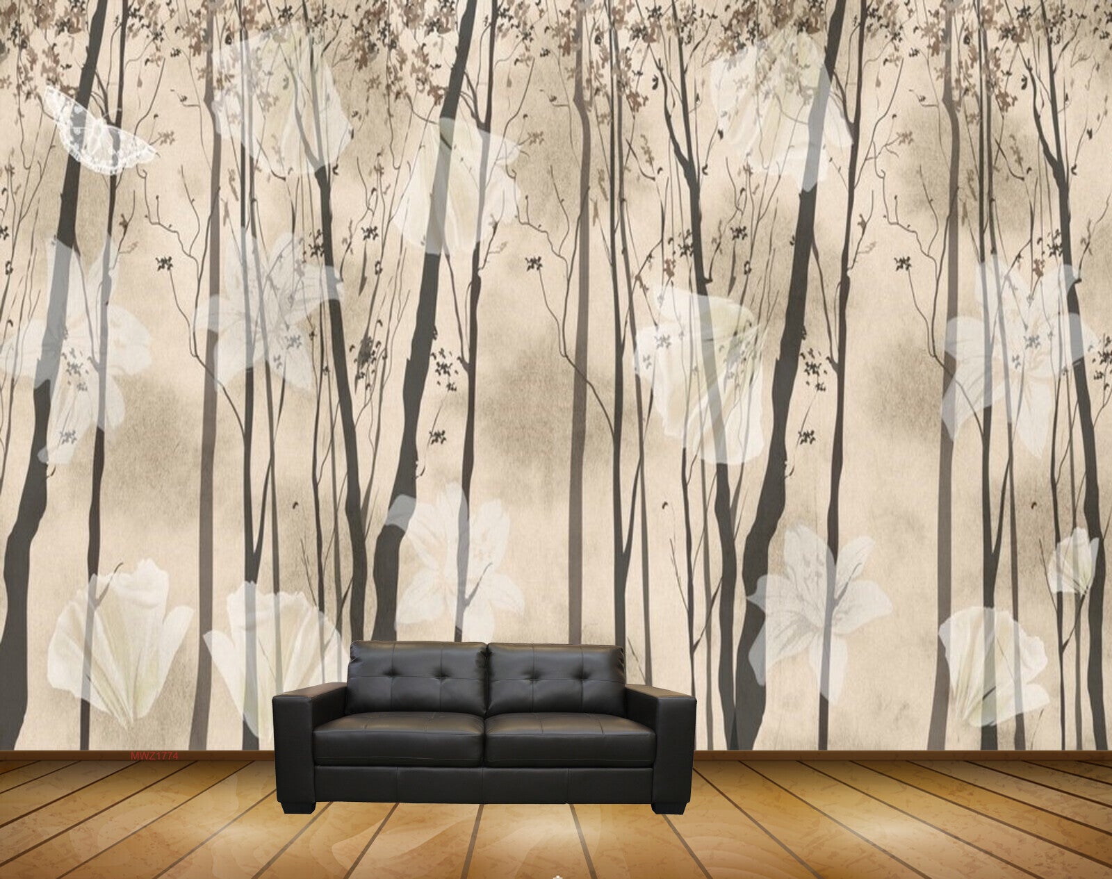 Avikalp MWZ1774 White Flowers Trees 3D HD Wallpaper