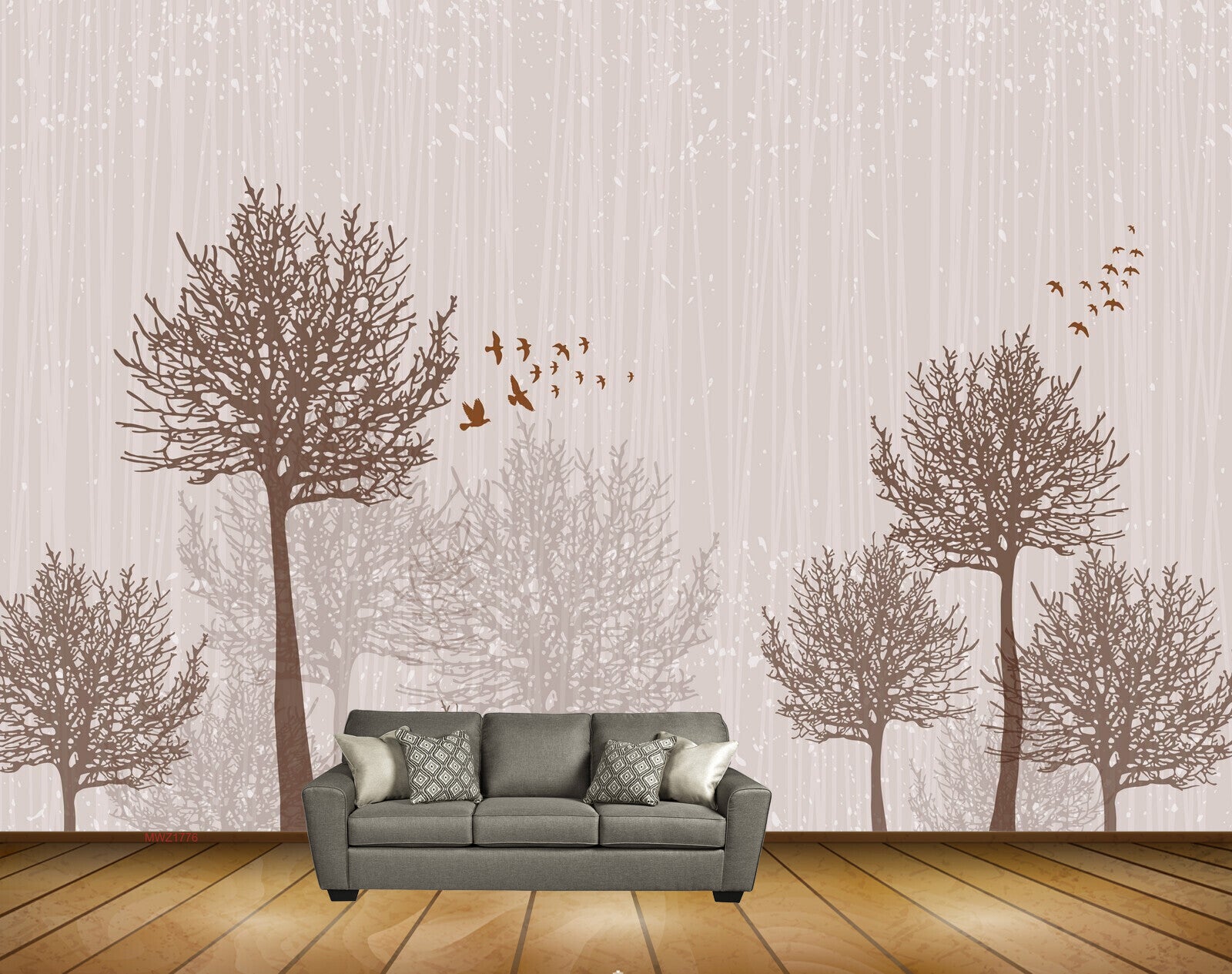 Avikalp MWZ1776 Trees Birds 3D HD Wallpaper