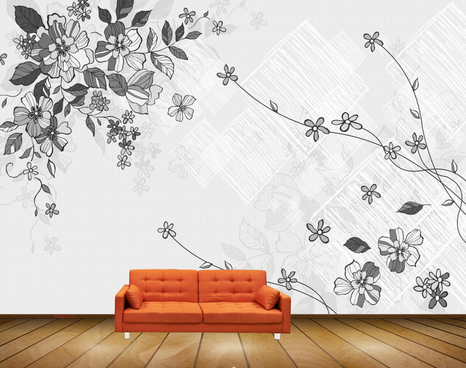 Avikalp MWZ1778 White Green Flowers Leaves HD Wallpaper