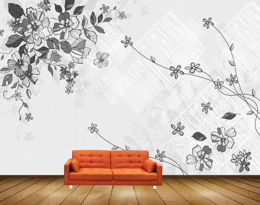 Avikalp MWZ1778 White Green Flowers Leaves HD Wallpaper