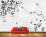 Avikalp MWZ1778 White Green Flowers Leaves 3D HD Wallpaper