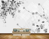 Avikalp MWZ1778 White Green Flowers Leaves 3D HD Wallpaper