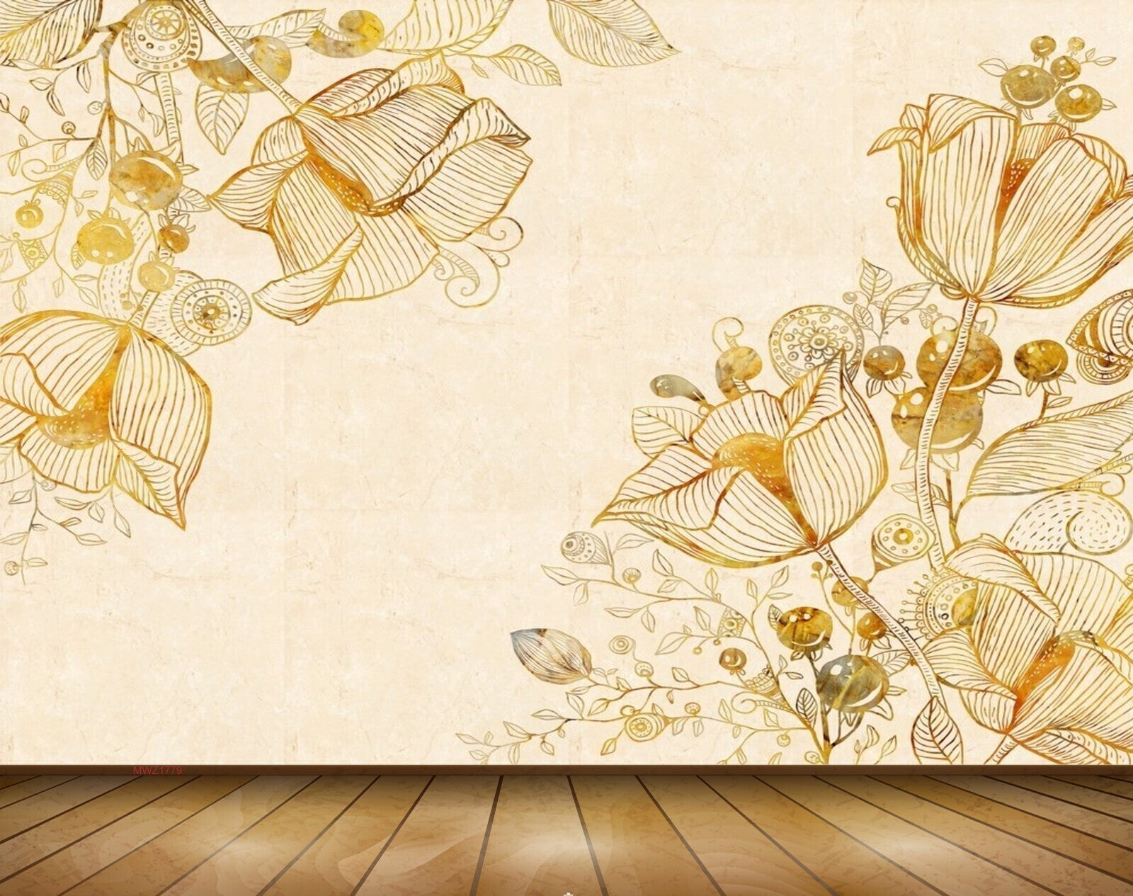 Avikalp MWZ1779 Orange Flowers Flies 3D HD Wallpaper